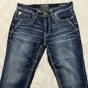 Buckle Salvage Supply Dark Wash Relaxed Jeans